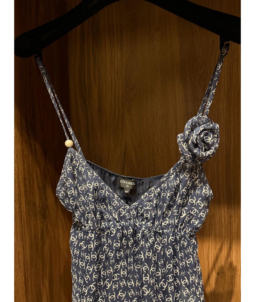CHANEL Темно-синий шелковый сарафан, фото 3