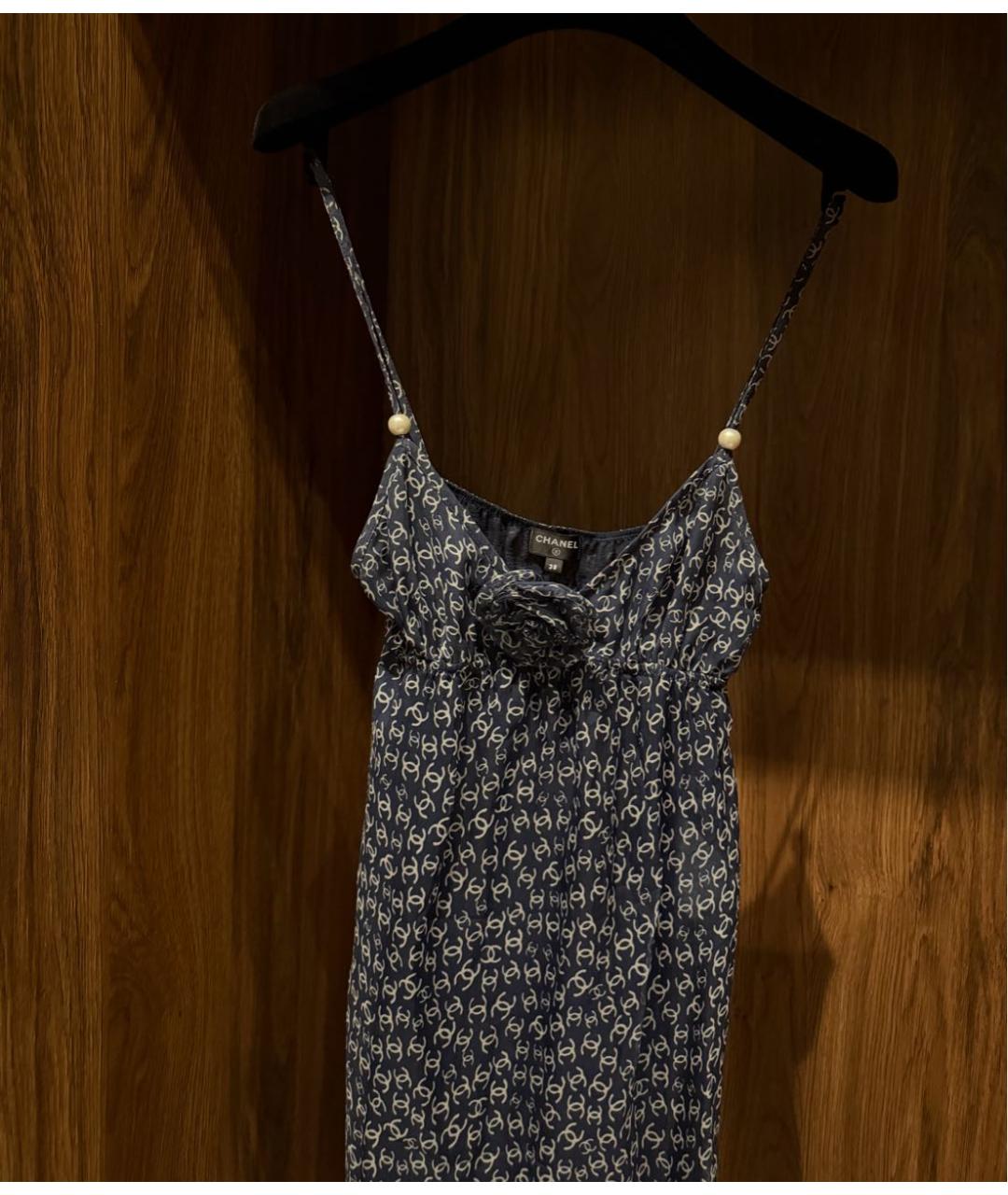 CHANEL Темно-синий шелковый сарафан, фото 2
