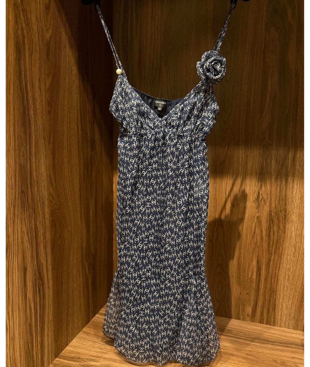 CHANEL Темно-синий шелковый сарафан, фото 7