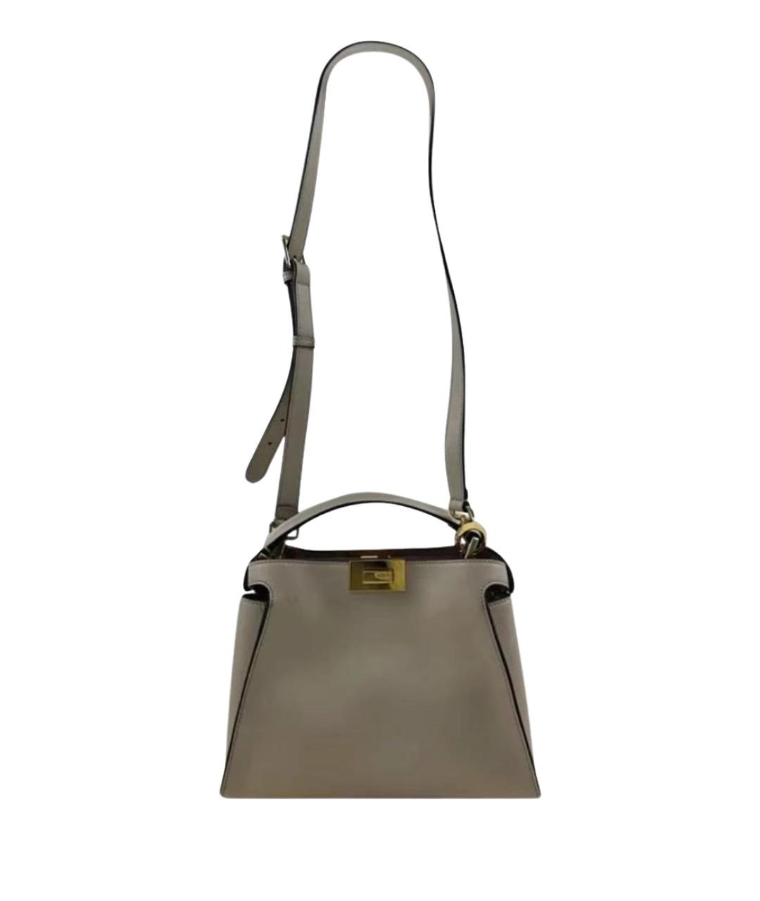 FENDI Бежевая кожаная сумка через плечо, фото 1