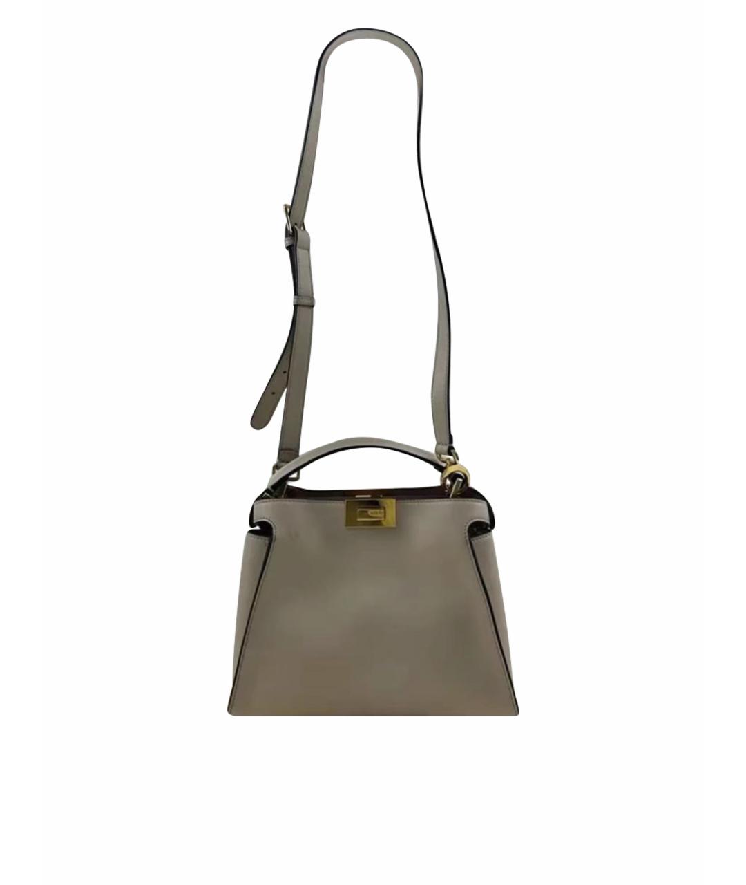 FENDI Бежевая кожаная сумка через плечо, фото 10