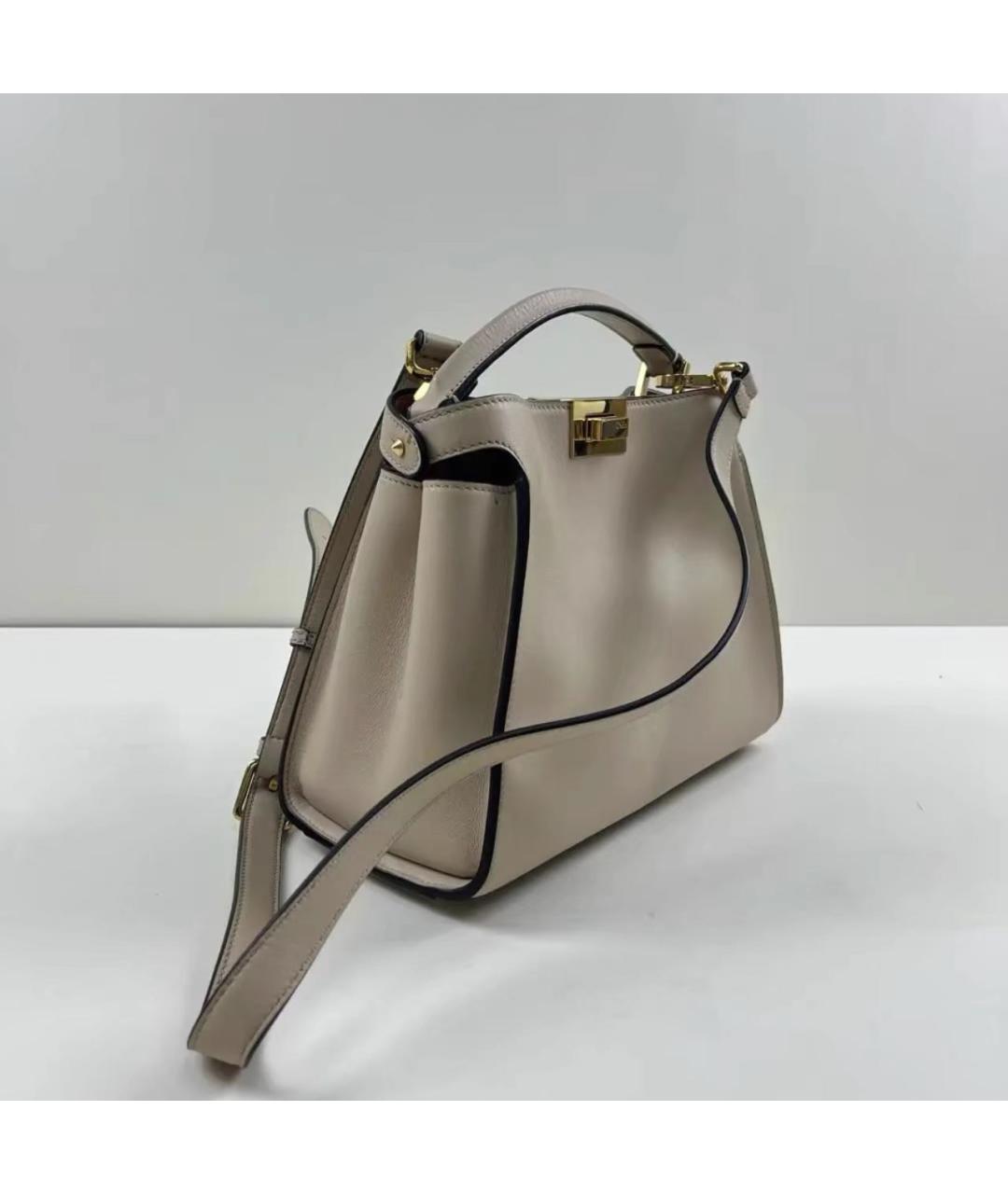 FENDI Бежевая кожаная сумка через плечо, фото 8