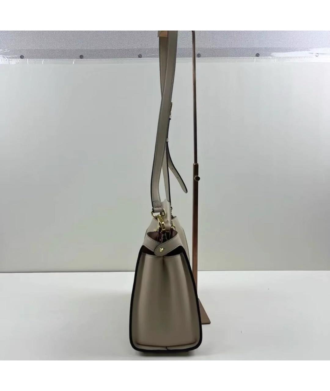 FENDI Бежевая кожаная сумка через плечо, фото 4