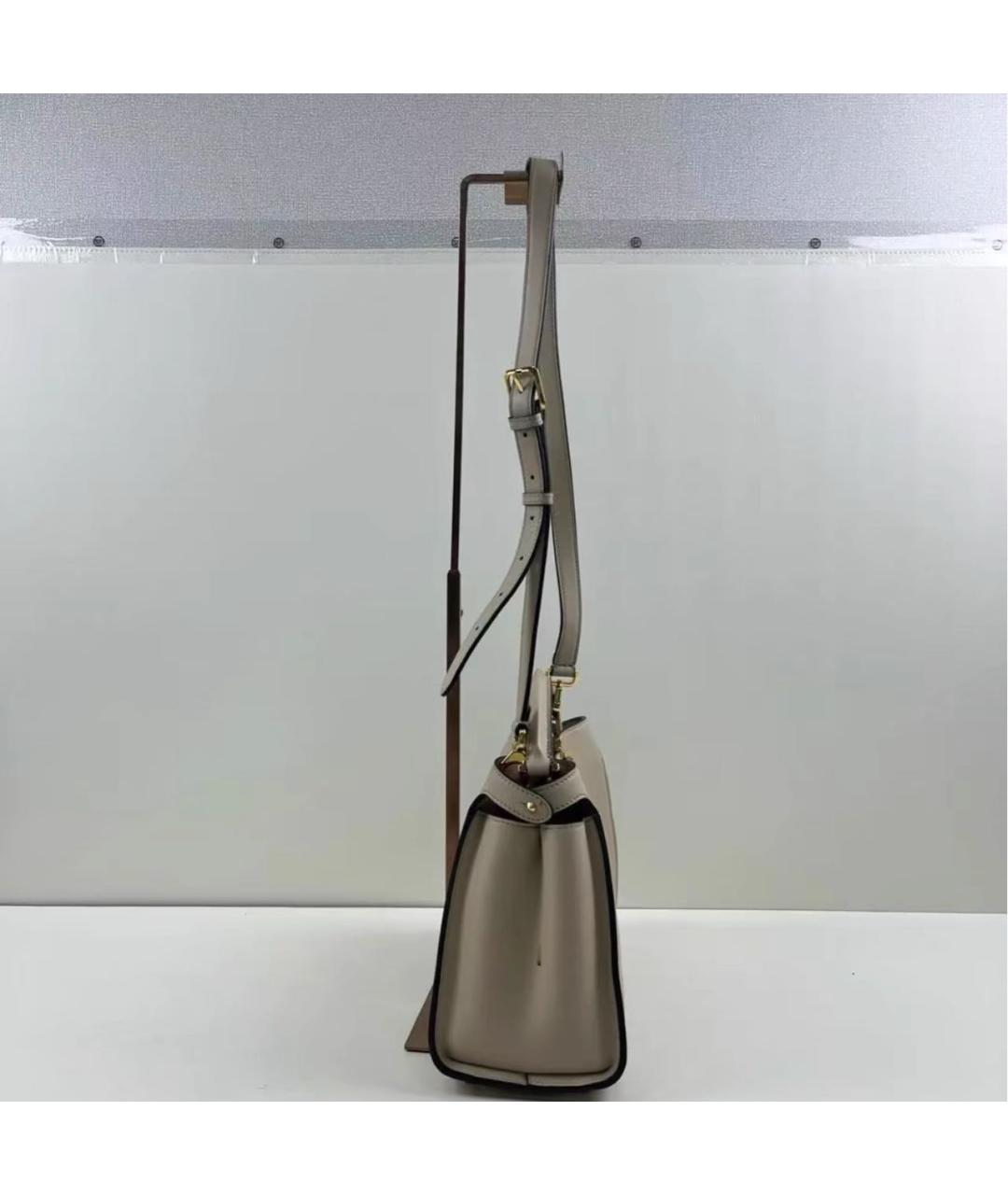 FENDI Бежевая кожаная сумка через плечо, фото 3