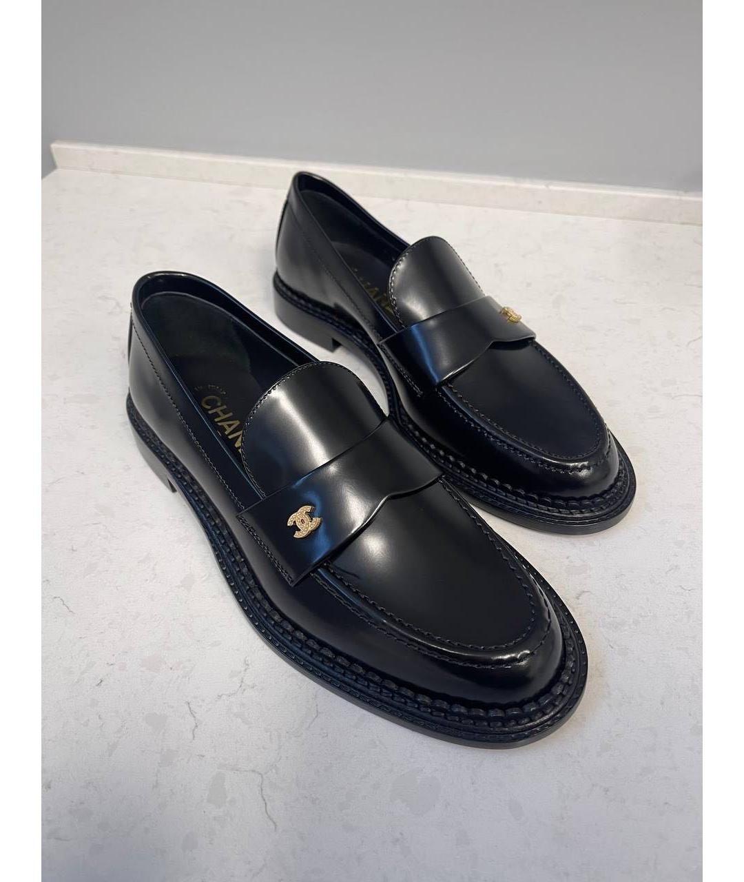 CHANEL Черные кожаные лоферы, фото 3