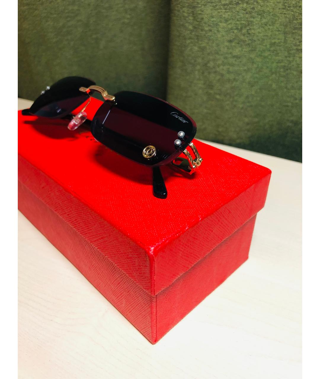 CARTIER Черные металлические солнцезащитные очки, фото 4