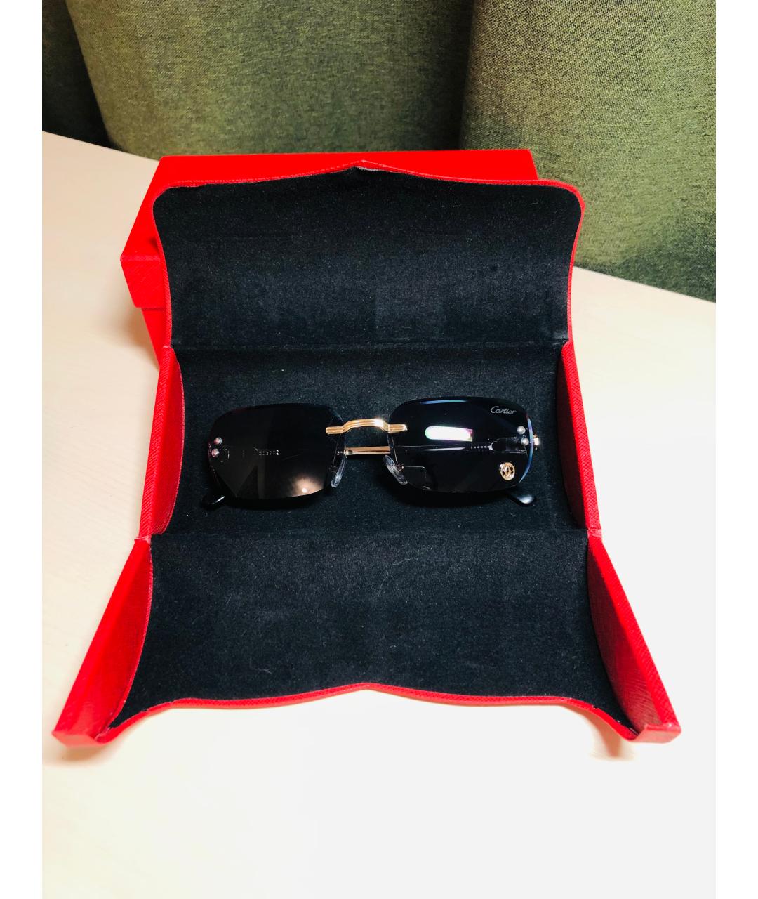 CARTIER Черные металлические солнцезащитные очки, фото 6