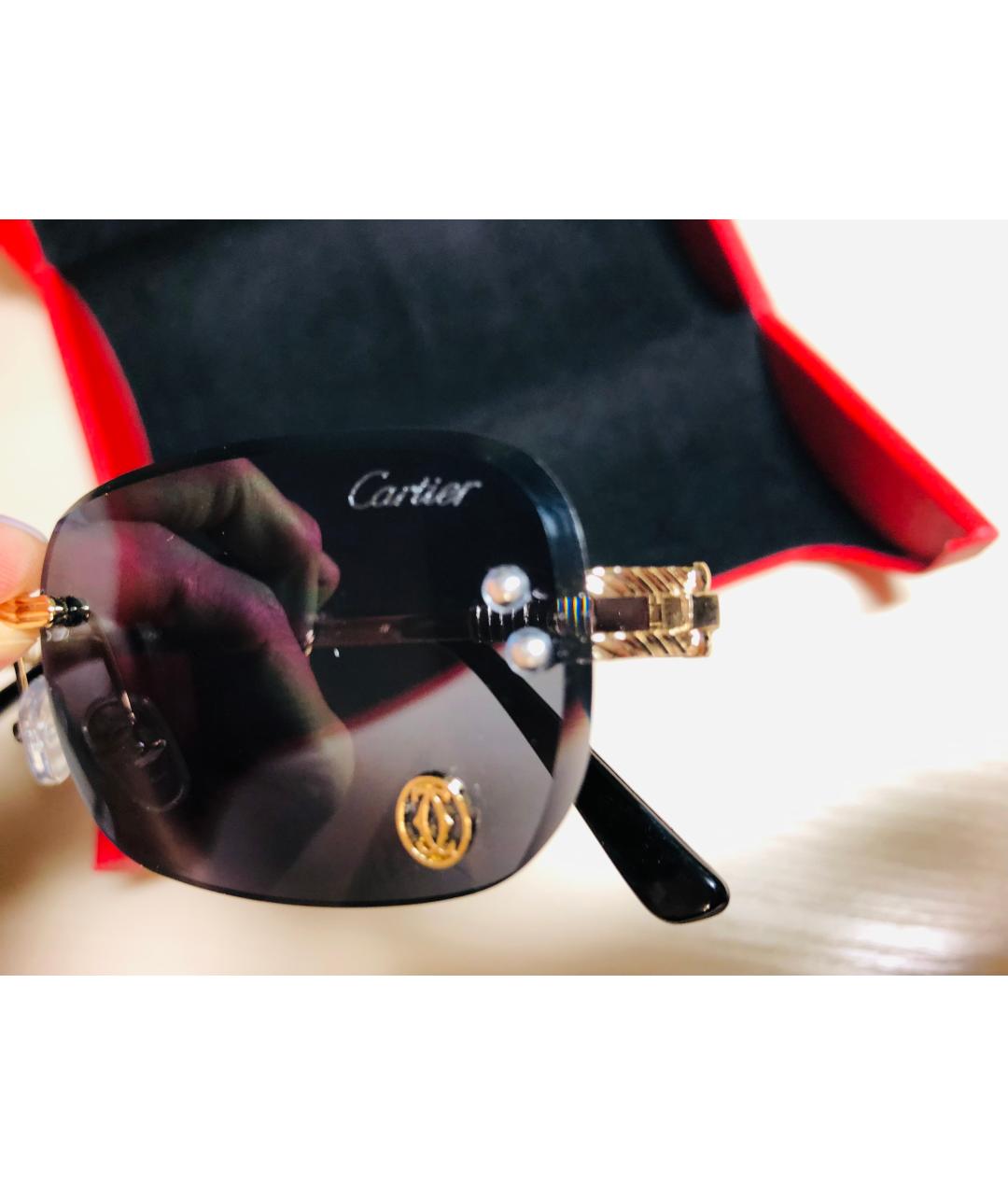 CARTIER Черные металлические солнцезащитные очки, фото 2