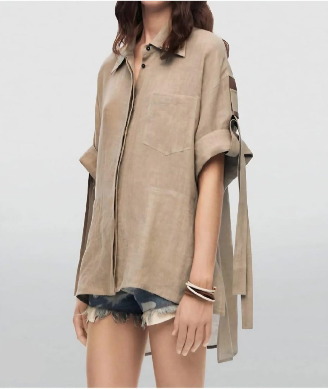 LOEWE Бежевая льняная рубашка, фото 2