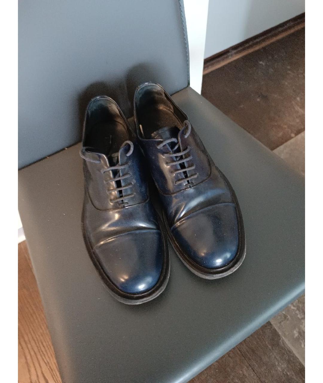 ARMANI COLLEZIONI Темно-синие кожаные туфли, фото 2