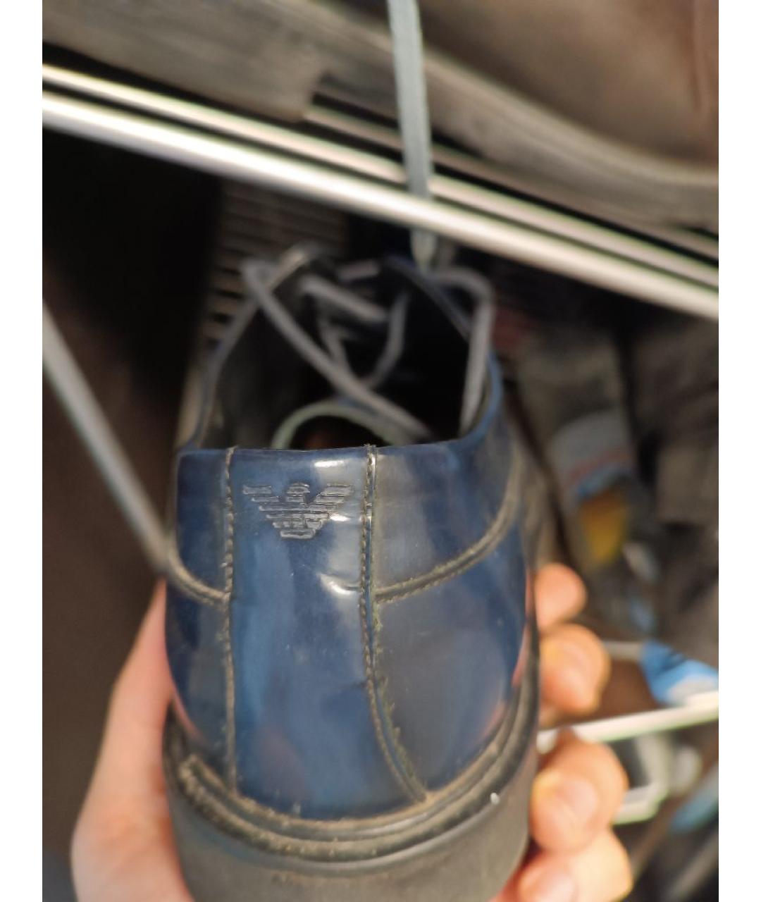 ARMANI COLLEZIONI Темно-синие кожаные туфли, фото 3