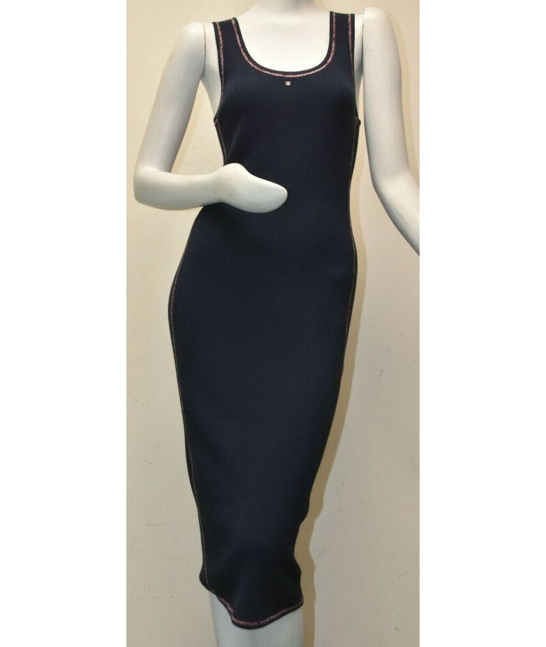 CHANEL Темно-синее хлопковое повседневное платье, фото 2