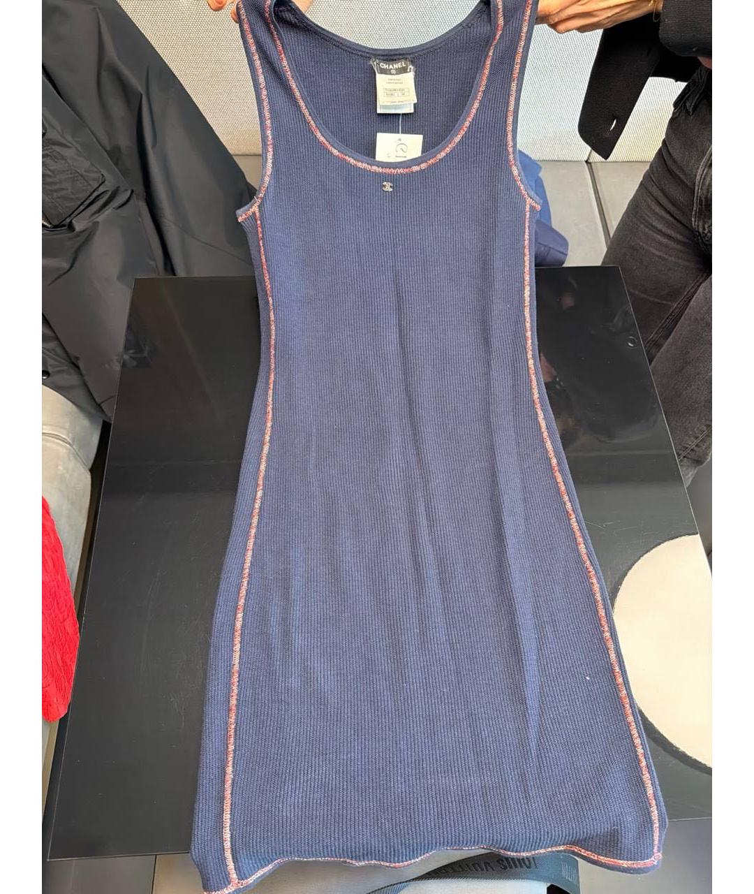CHANEL Темно-синее хлопковое повседневное платье, фото 5