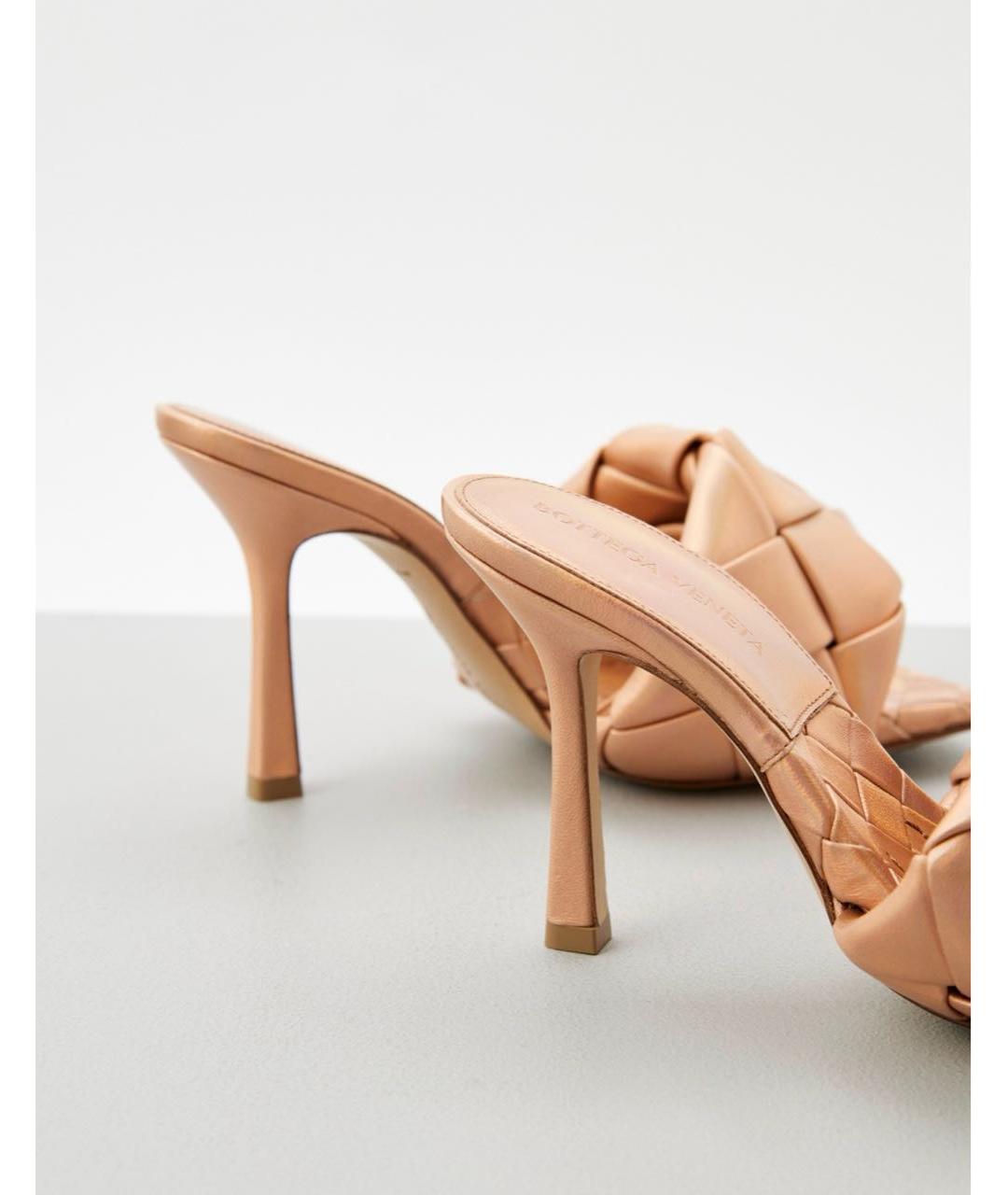 BOTTEGA VENETA Бежевые кожаные мюли, фото 4