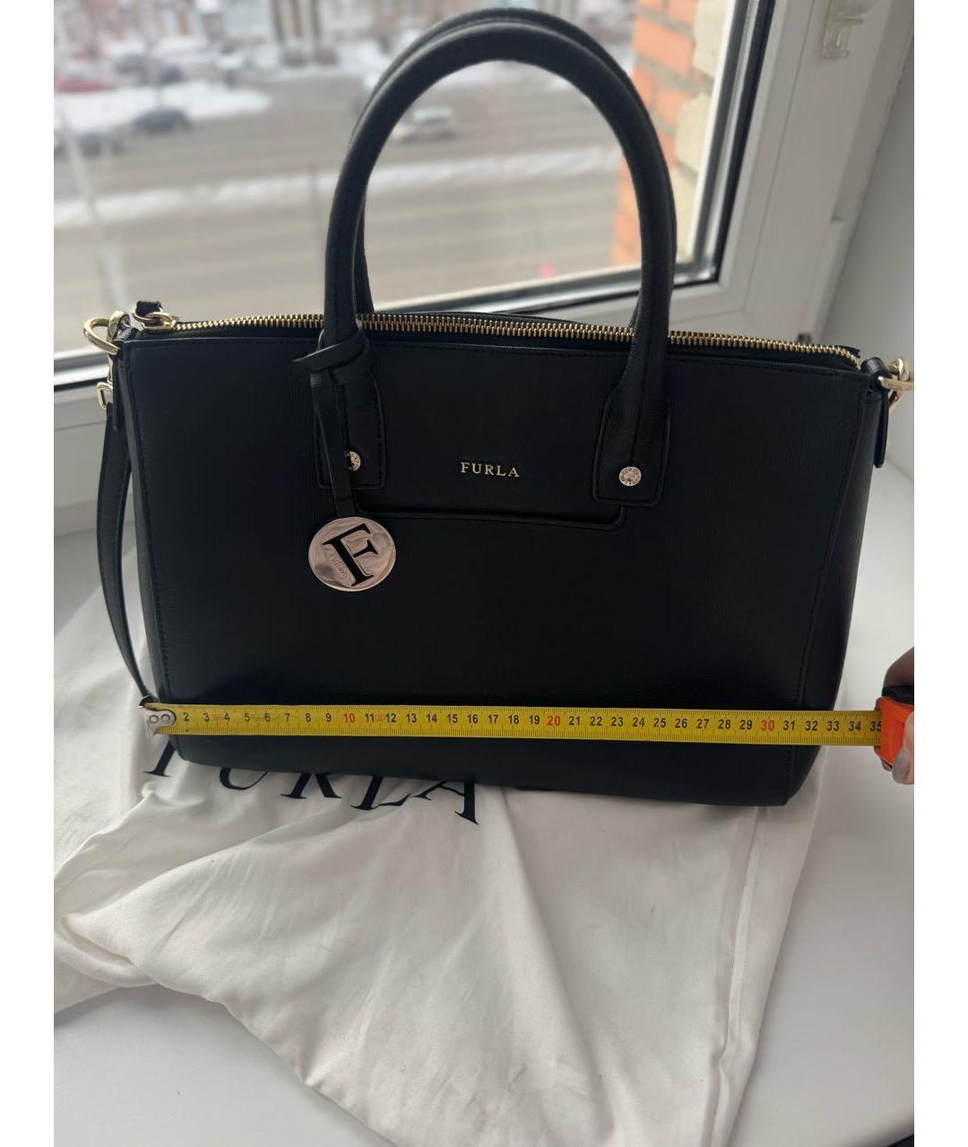 FURLA Черная кожаная сумка с короткими ручками, фото 6