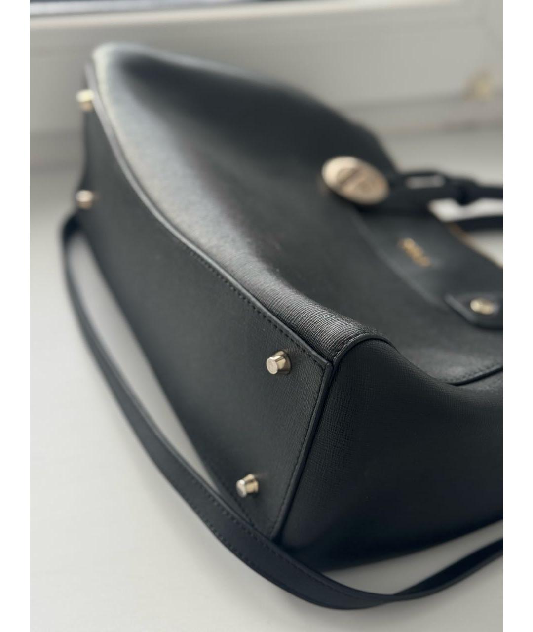 FURLA Черная кожаная сумка с короткими ручками, фото 4