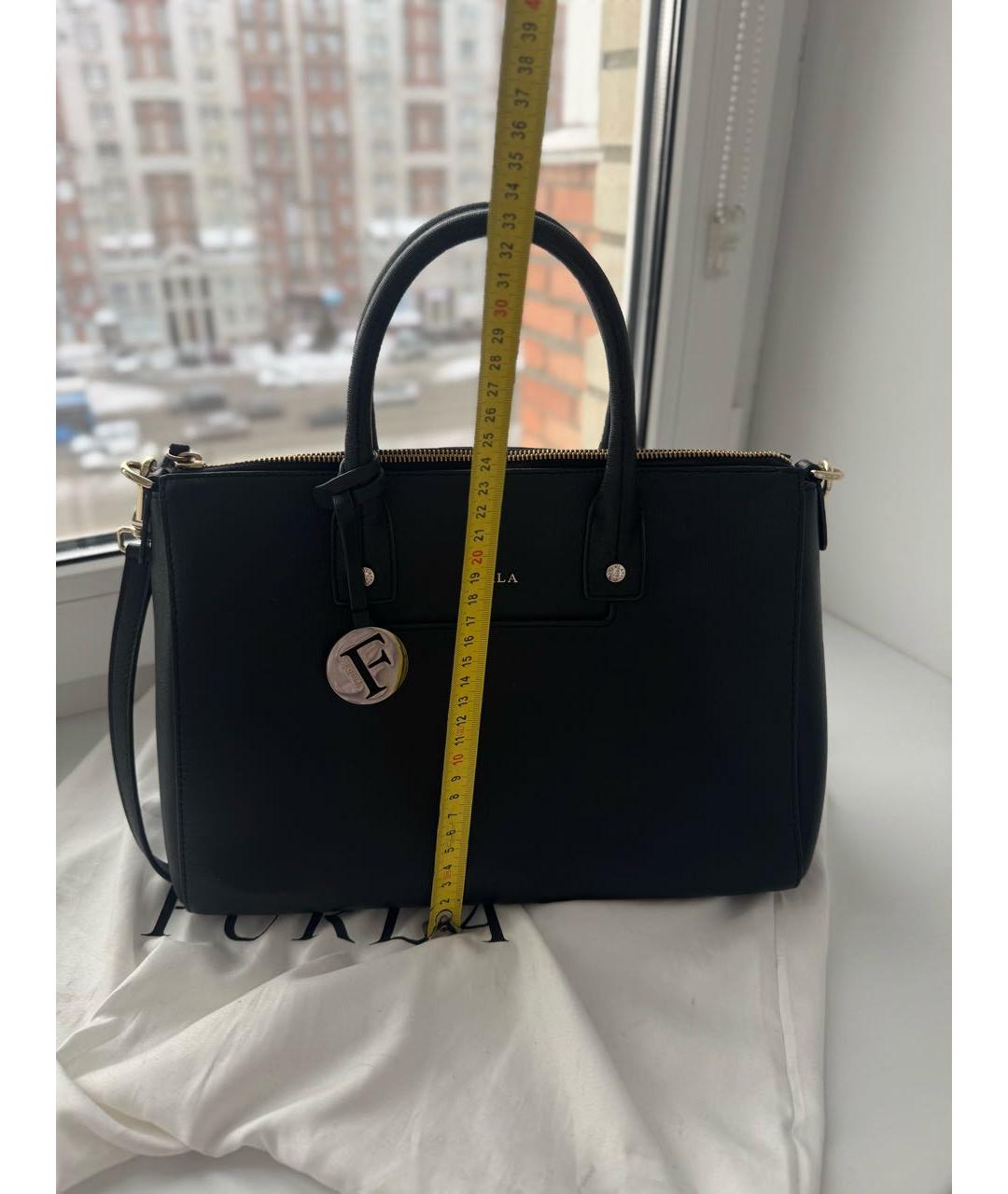 FURLA Черная кожаная сумка с короткими ручками, фото 5