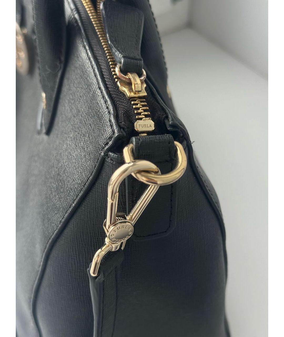 FURLA Черная кожаная сумка с короткими ручками, фото 8