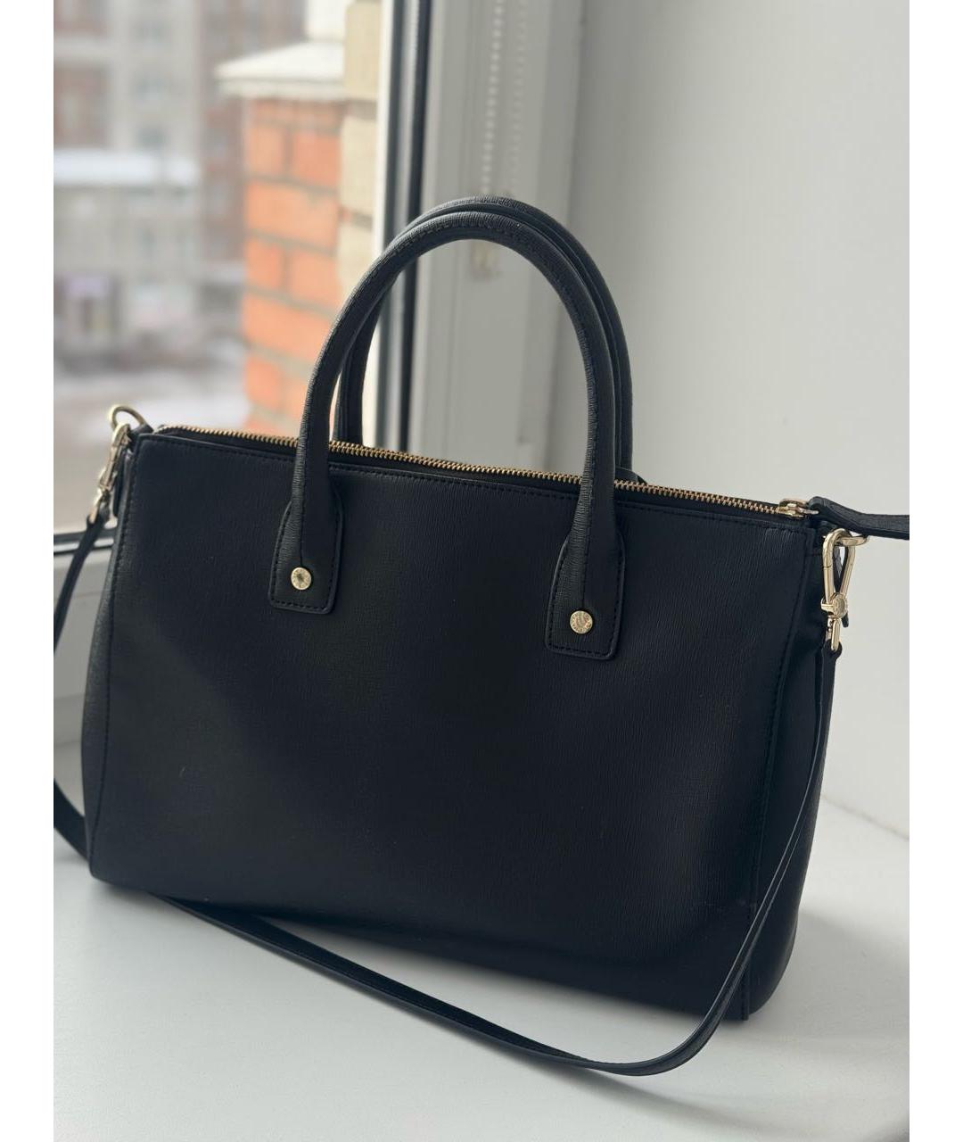 FURLA Черная кожаная сумка с короткими ручками, фото 3