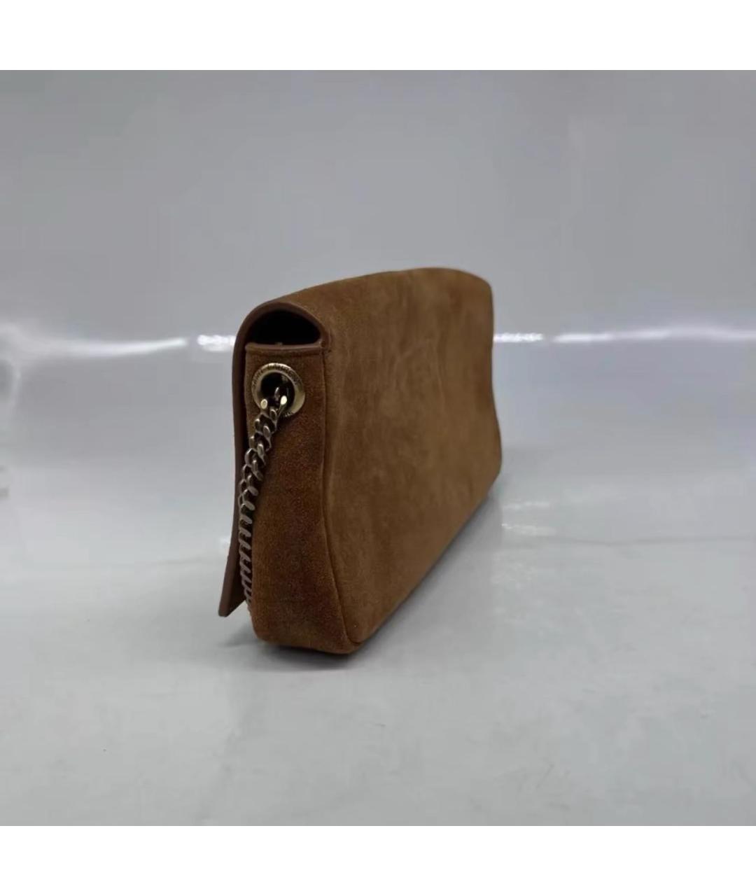 SAINT LAURENT Коричневая замшевая сумка через плечо, фото 5