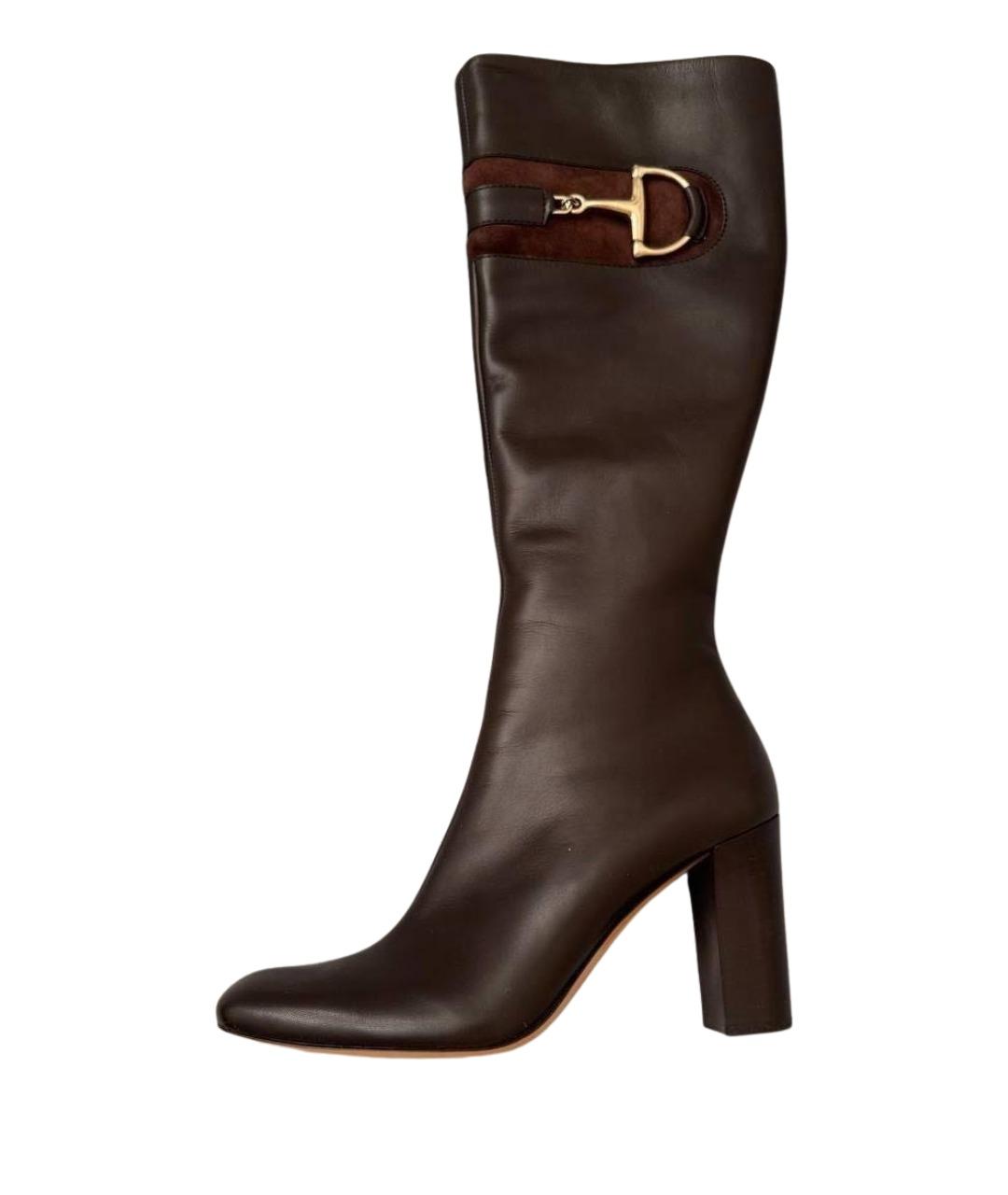 GUCCI Коричневые сапоги из лакированной кожи, фото 1