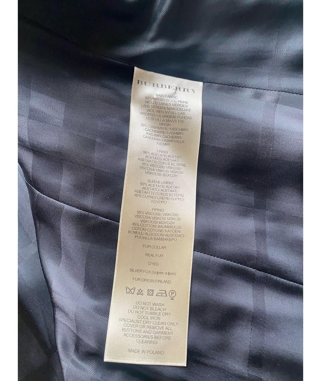 BURBERRY Черное шерстяное пальто, фото 6