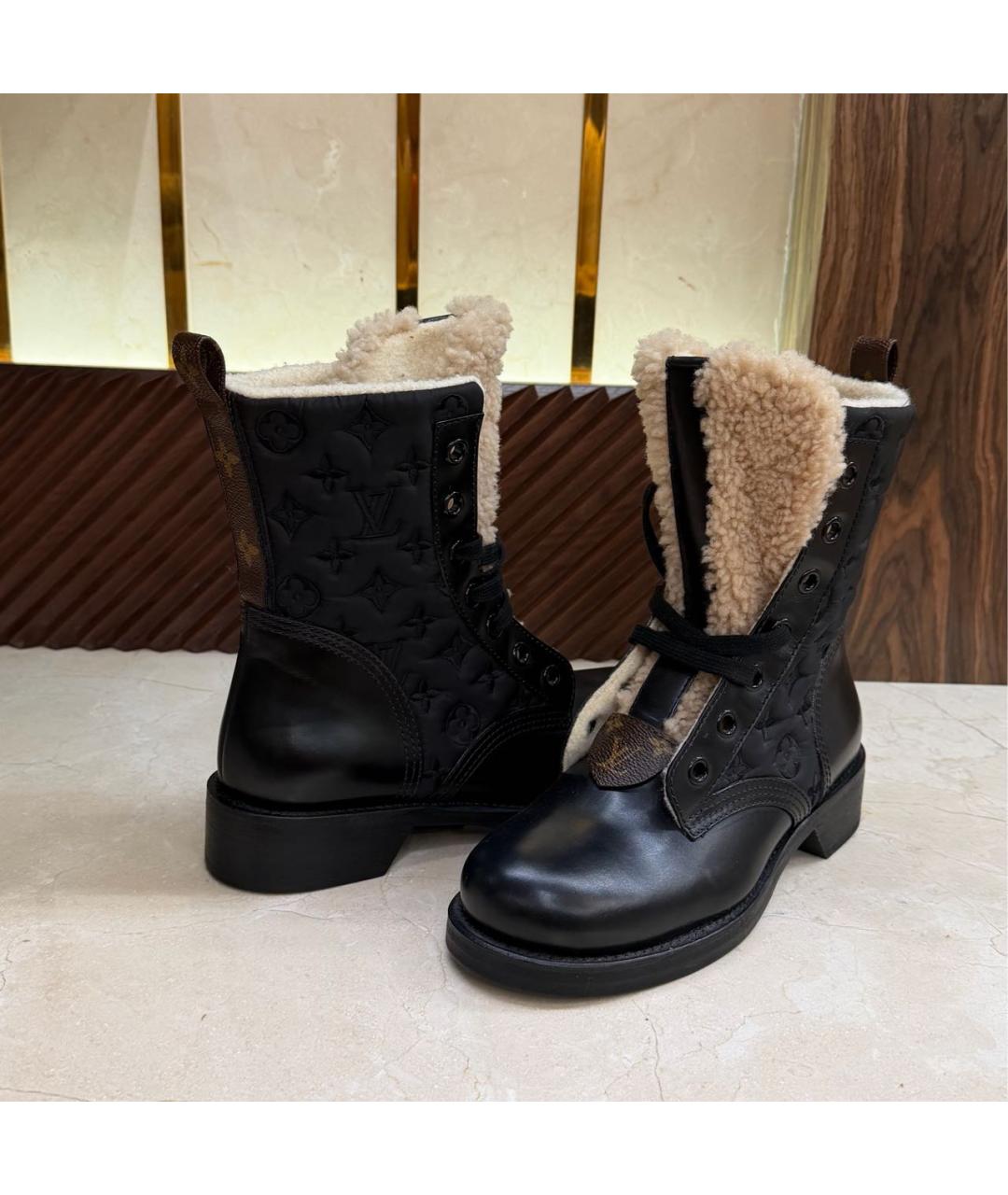 LOUIS VUITTON Черные кожаные ботинки, фото 3