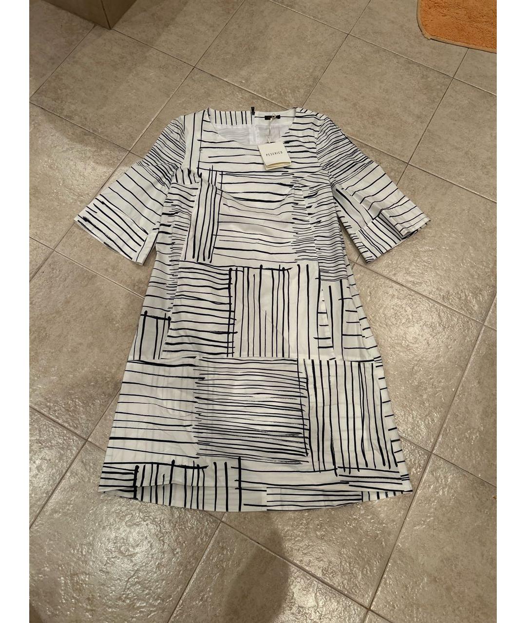 PESERICO Белое хлопко-эластановое повседневное платье, фото 6