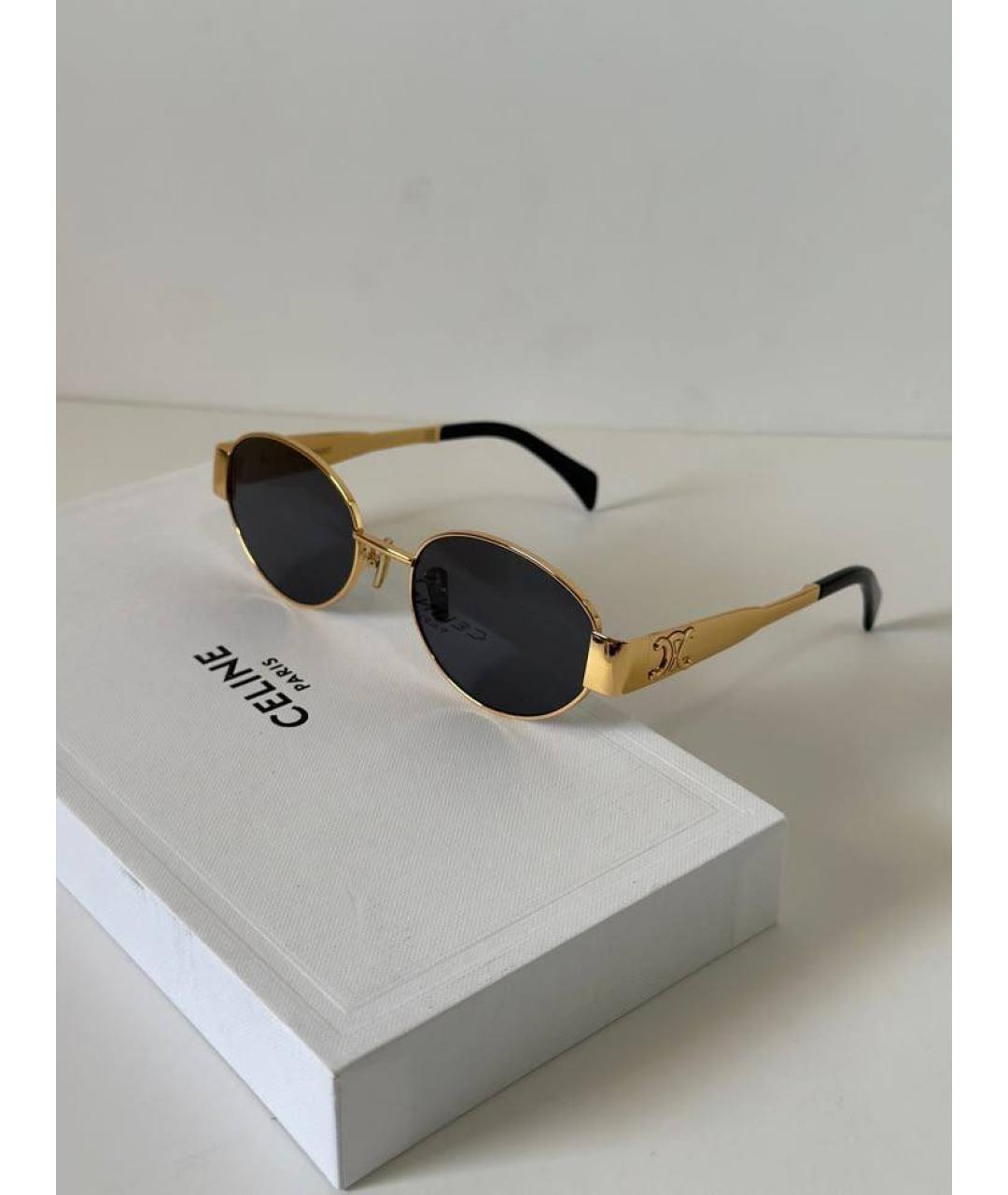 CELINE Золотые металлические солнцезащитные очки, фото 5