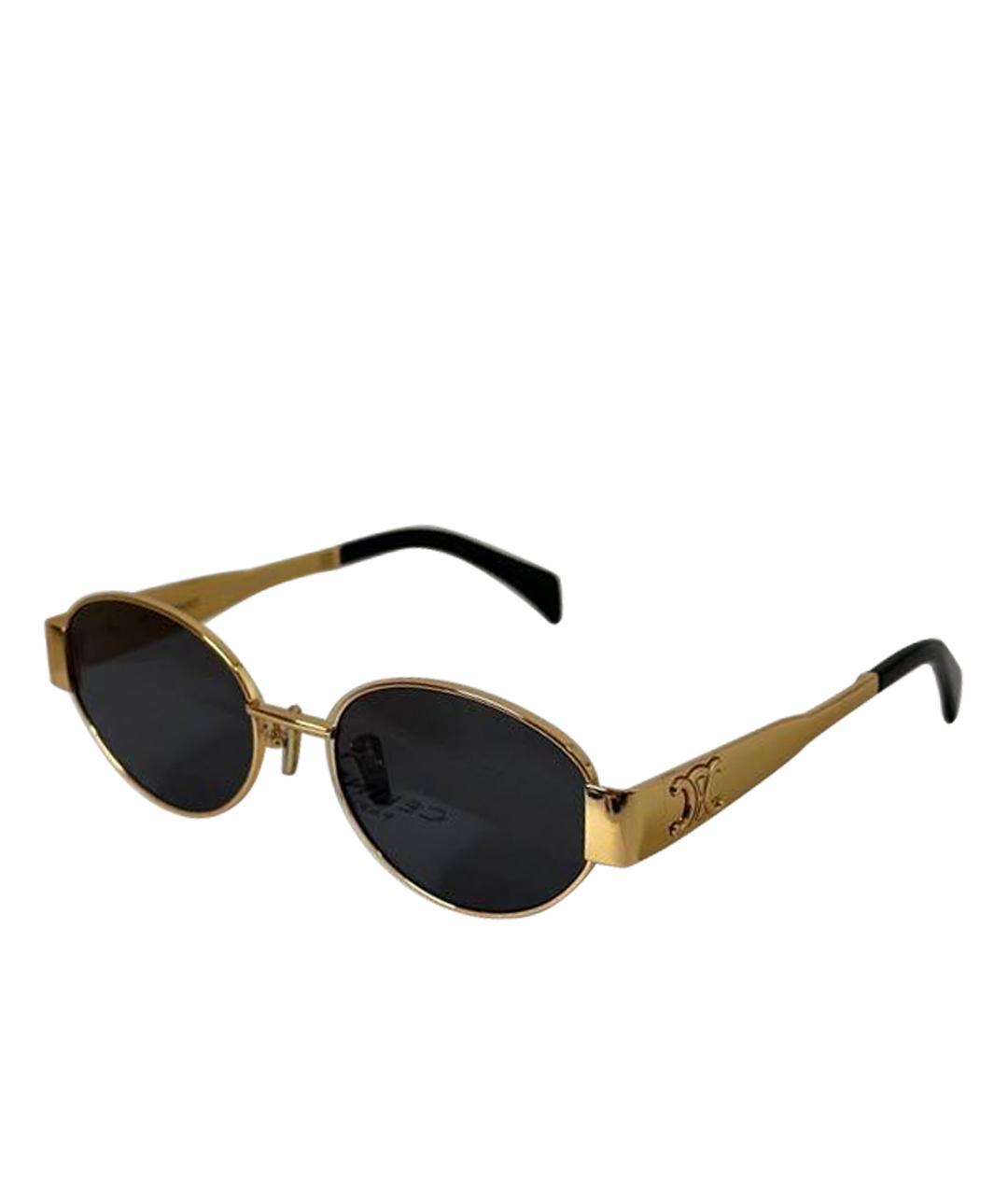 CELINE Золотые металлические солнцезащитные очки, фото 1