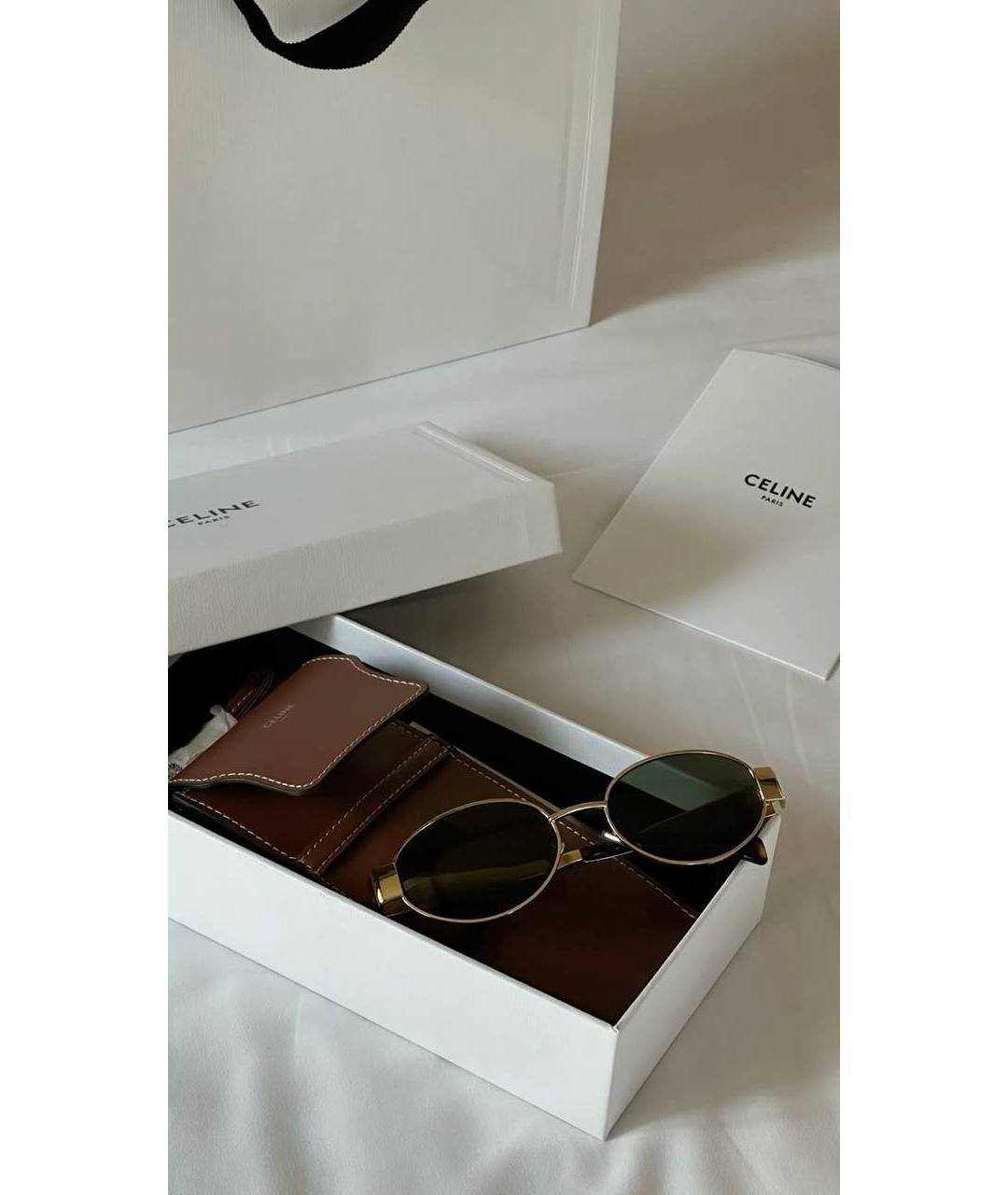 CELINE Золотые металлические солнцезащитные очки, фото 2