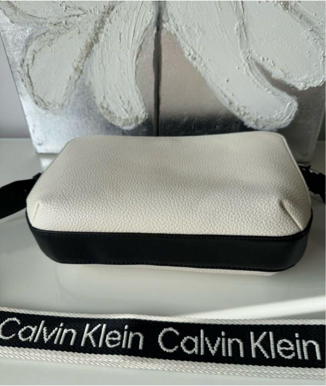CALVIN KLEIN Белая сумка через плечо из искусственной кожи, фото 4