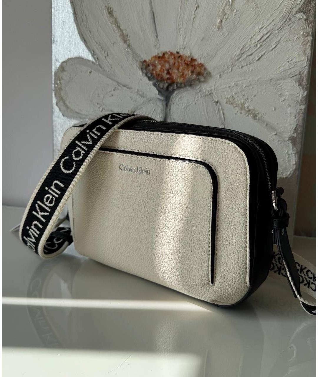 CALVIN KLEIN Белая сумка через плечо из искусственной кожи, фото 5