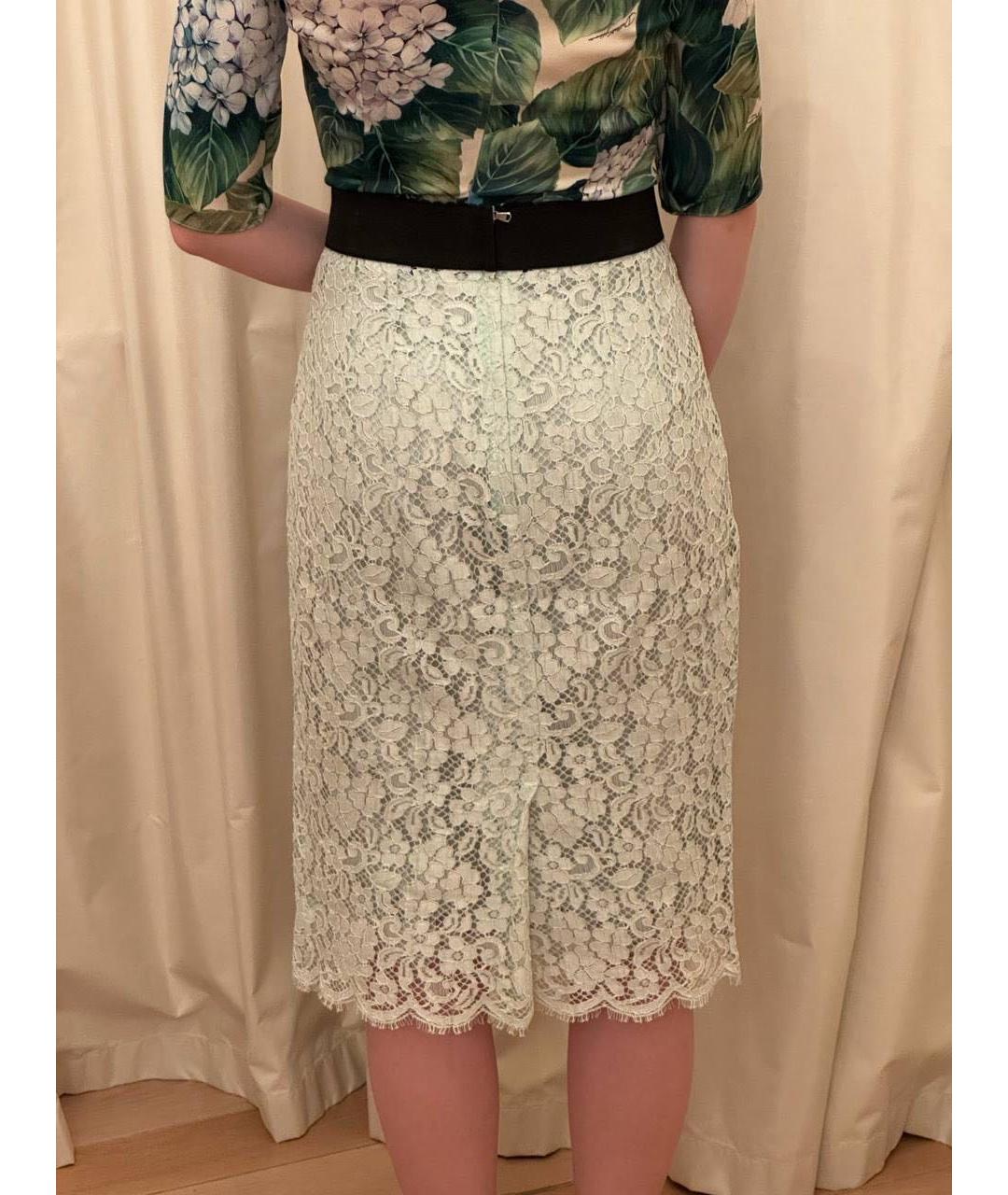 DOLCE&GABBANA Белая кружевная юбка миди, фото 2