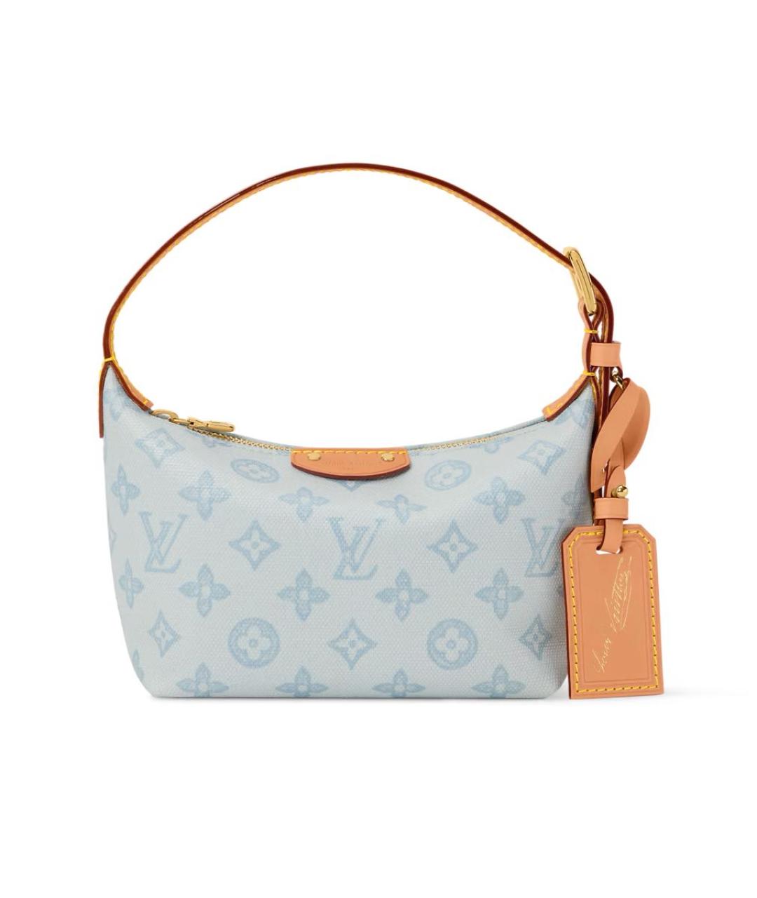 LOUIS VUITTON Голубая тканевая сумка с короткими ручками, фото 8