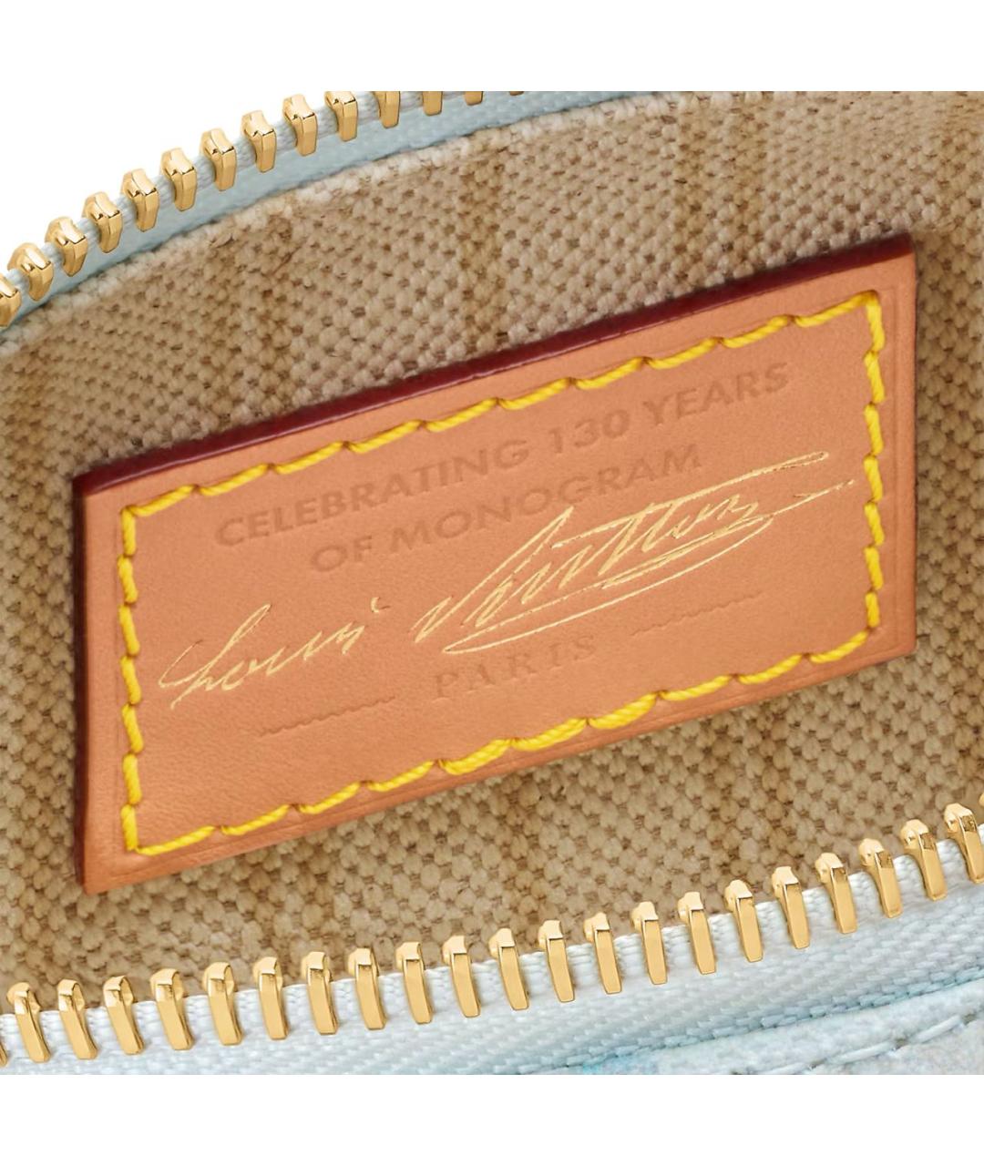 LOUIS VUITTON Голубая тканевая сумка с короткими ручками, фото 5