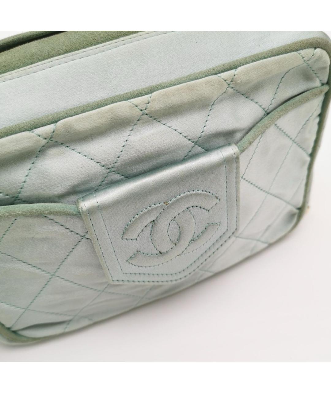 CHANEL Бирюзовая тканевая сумка через плечо, фото 6