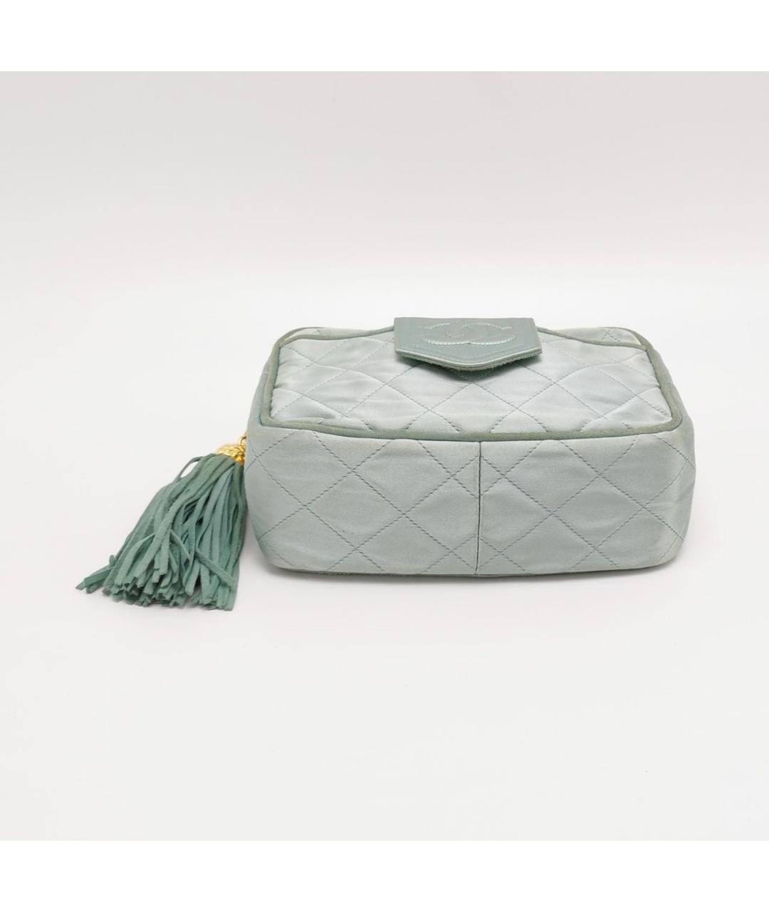 CHANEL Бирюзовая тканевая сумка через плечо, фото 4