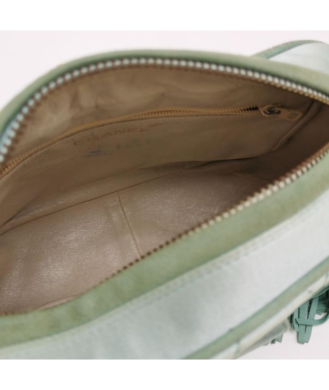 CHANEL Бирюзовая тканевая сумка через плечо, фото 5