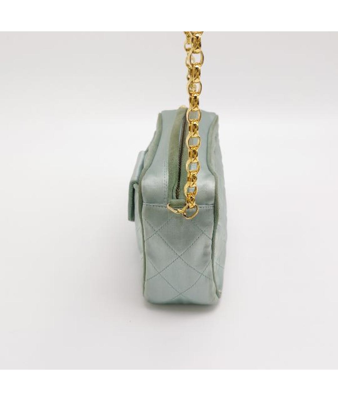 CHANEL Бирюзовая тканевая сумка через плечо, фото 3