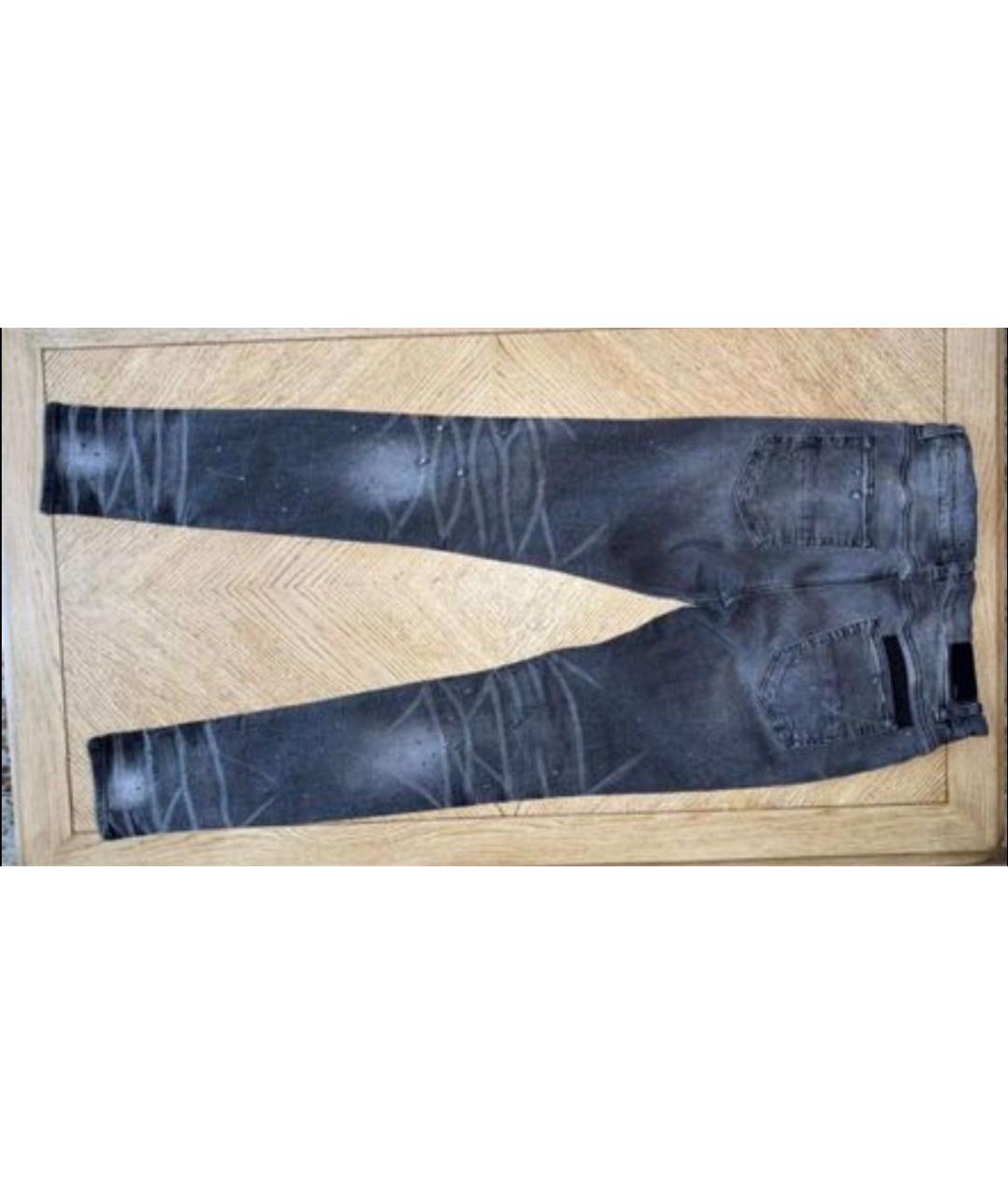 AMIRI Антрацитовые хлопковые джинсы скинни, фото 2