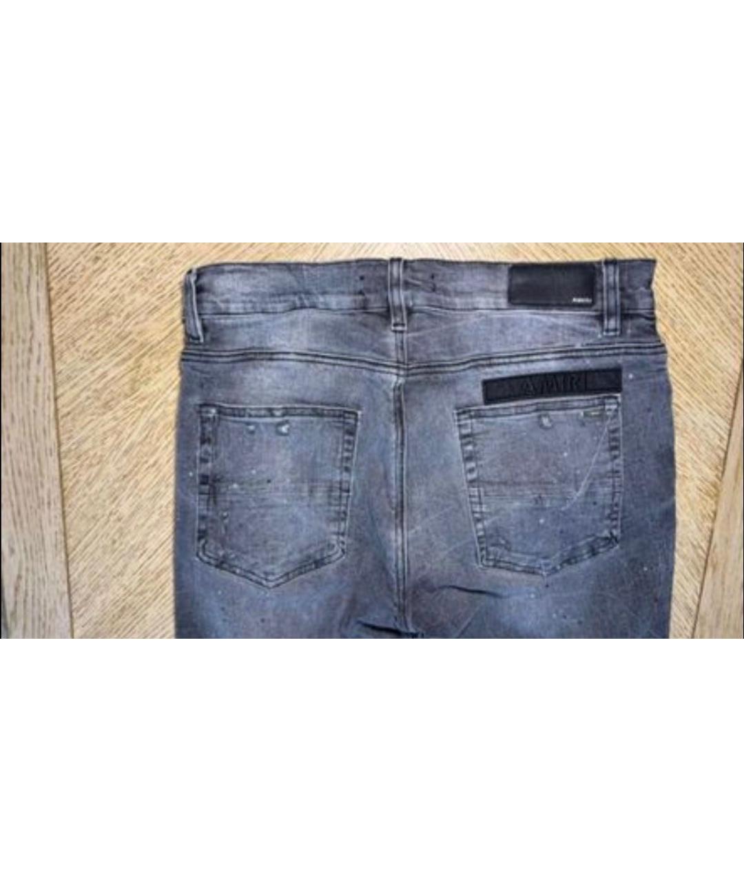 AMIRI Антрацитовые хлопковые джинсы скинни, фото 3