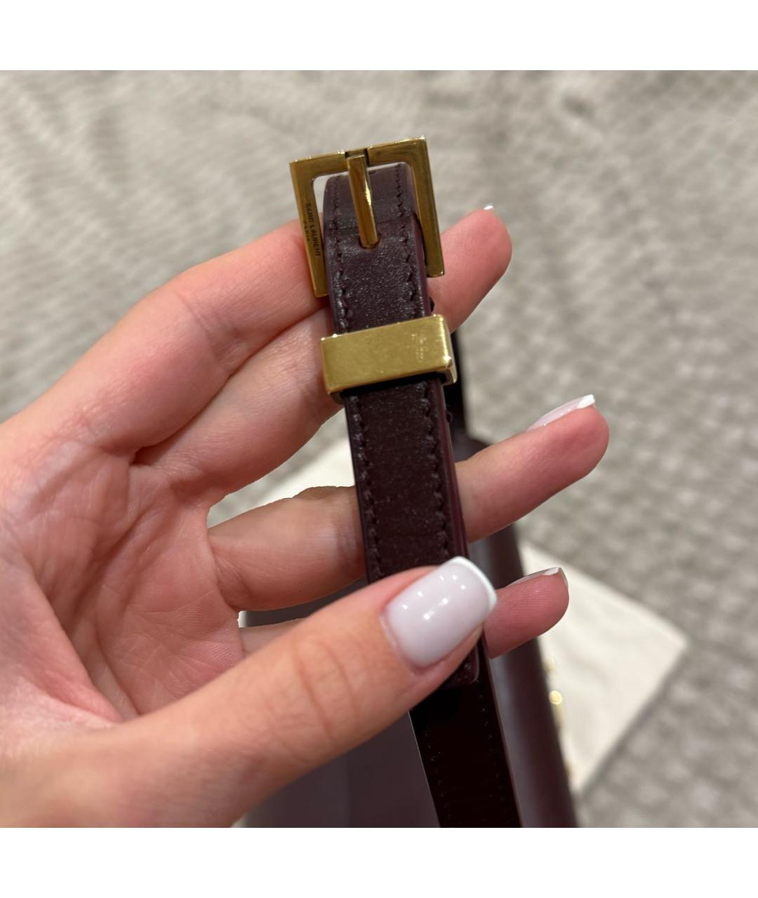 SAINT LAURENT Бордовая кожаная сумка через плечо, фото 8