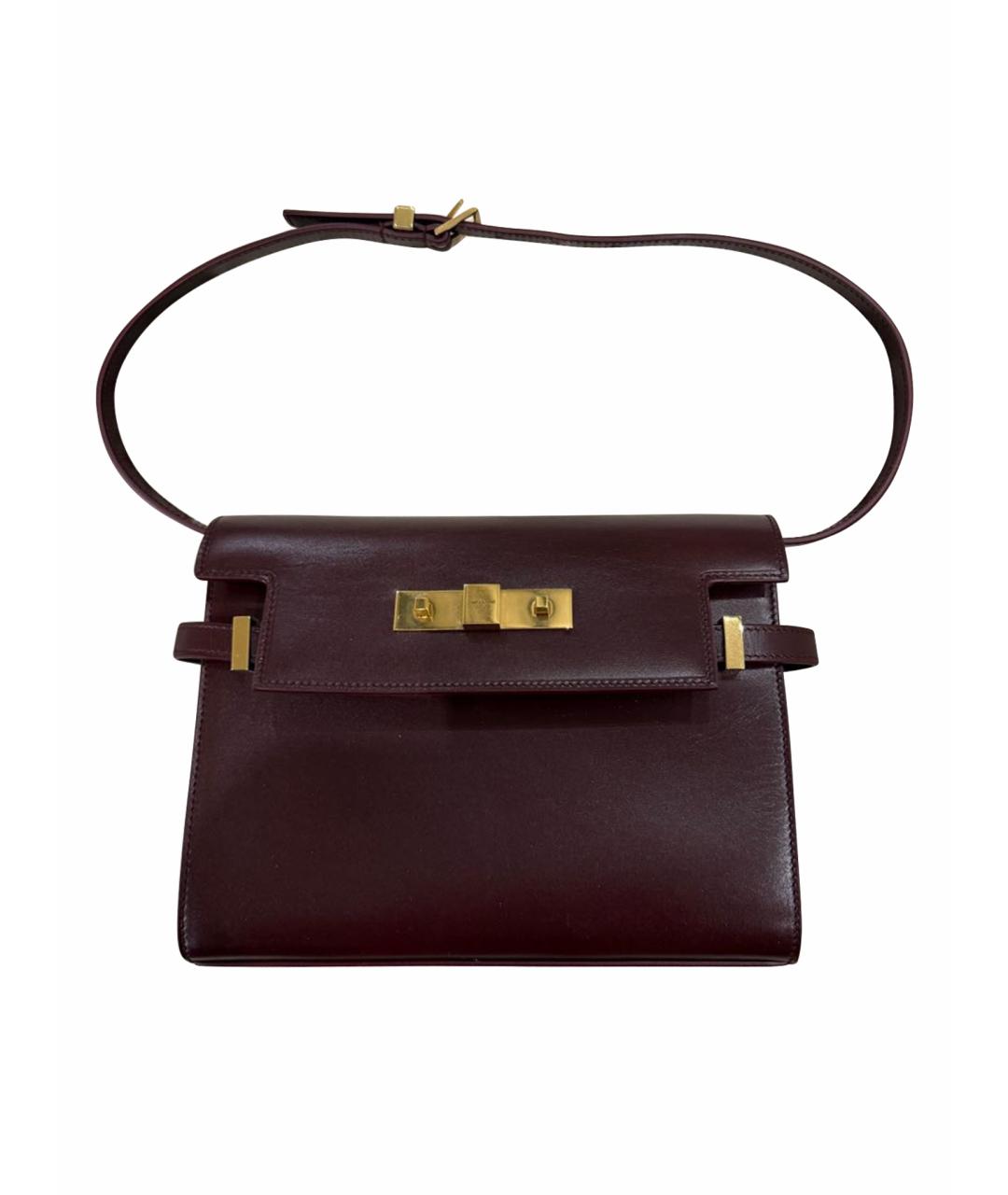 SAINT LAURENT Бордовая кожаная сумка через плечо, фото 1