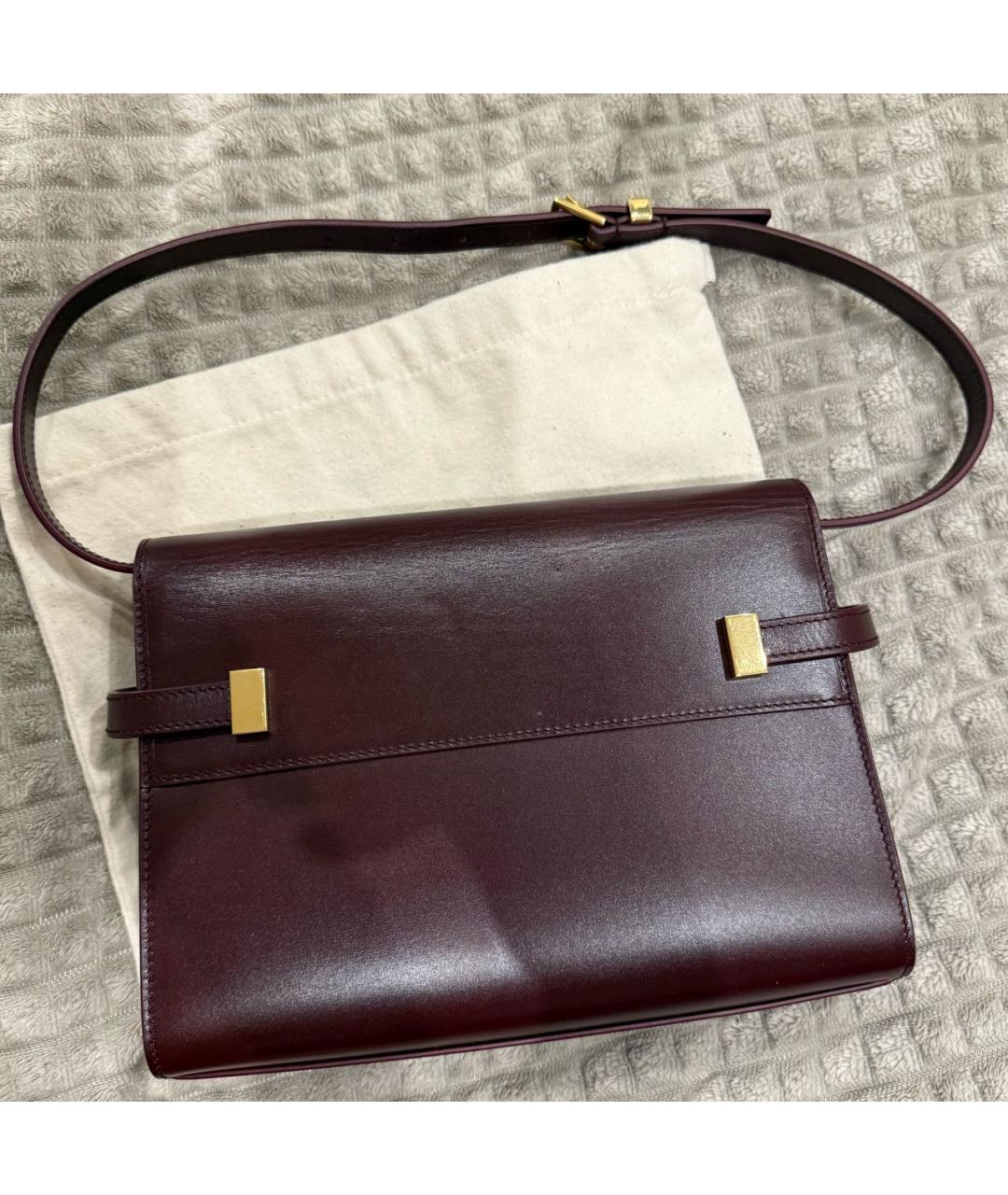 SAINT LAURENT Бордовая кожаная сумка через плечо, фото 6