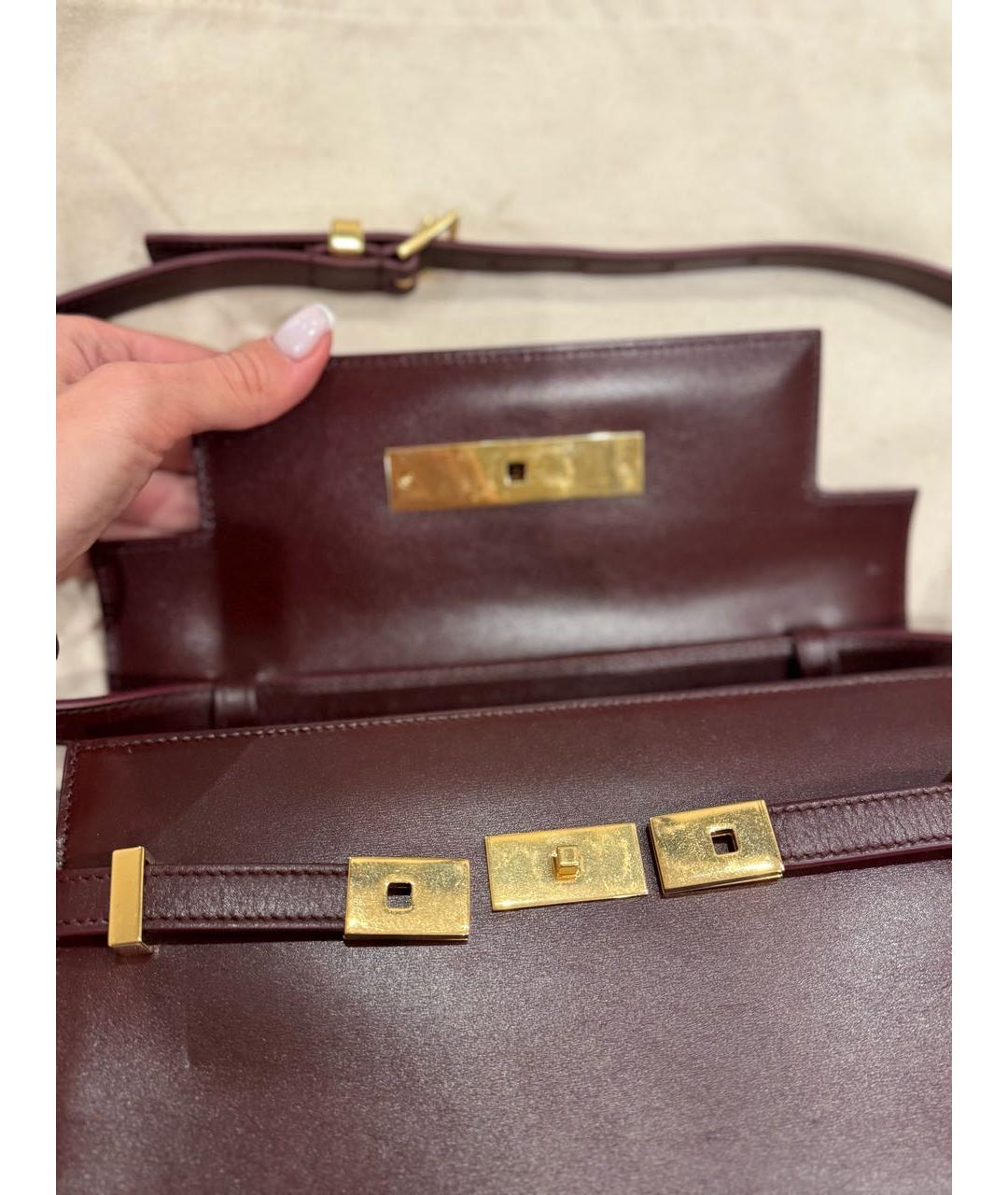 SAINT LAURENT Бордовая кожаная сумка через плечо, фото 4