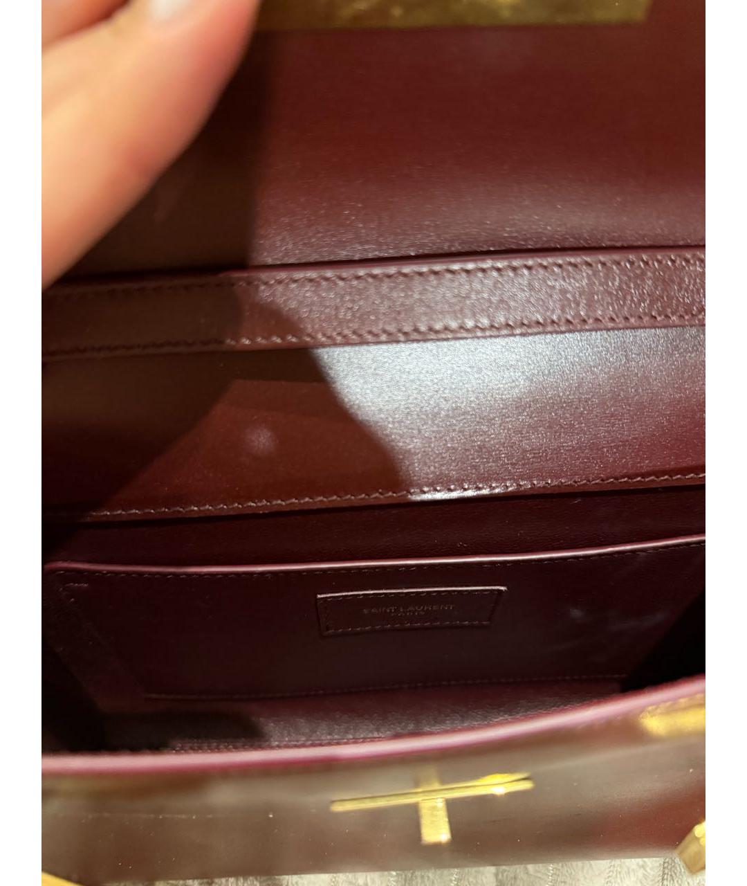 SAINT LAURENT Бордовая кожаная сумка через плечо, фото 5