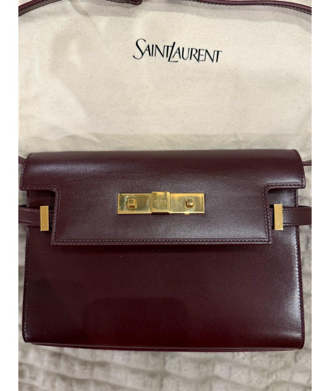 SAINT LAURENT Бордовая кожаная сумка через плечо, фото 3