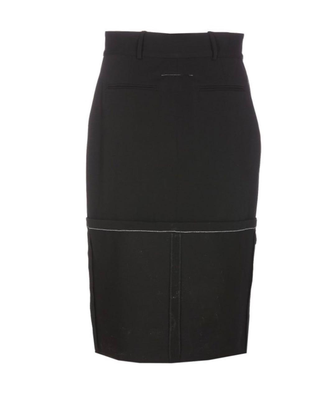 MM6 MAISON MARGIELA Черная хлопковая юбка миди, фото 2