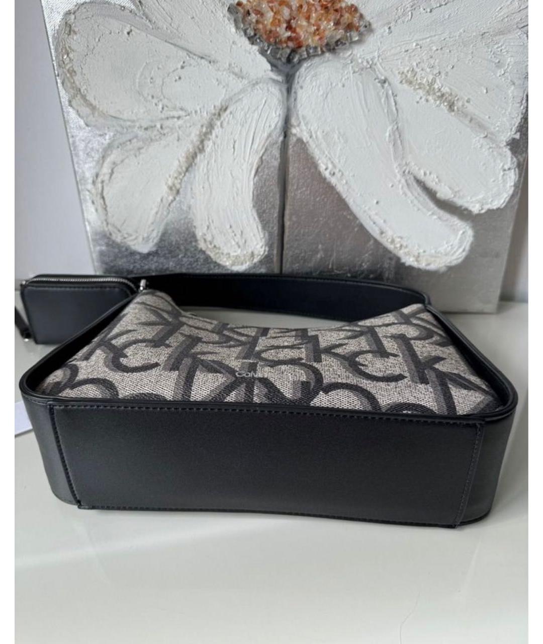 CALVIN KLEIN Серая сумка через плечо из искусственной кожи, фото 3